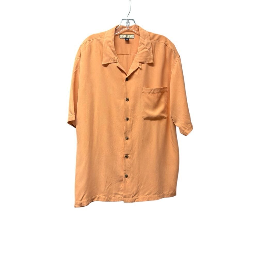 Tommy Bahama Short Sleeve Yellow Button Down 100% Silk Shirt Size X Large